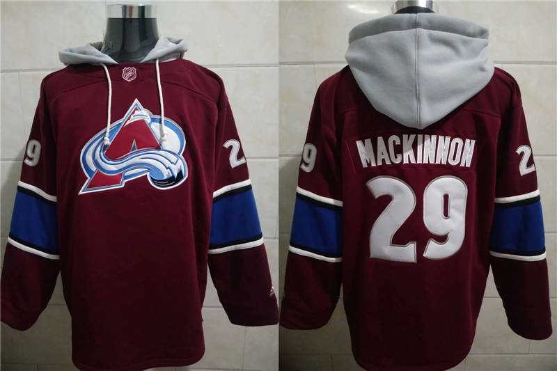 Avalanche 29 Nathan Mackinnon Burgundy Stitched Pullover Hoodie,We sell and wholesale Avalanche 29 Nathan Mackinnon Burgundy Stitched Pullover Hoodie on line form chian!